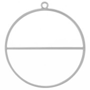 38mm Circle pendant with horizontal bar - weaving ring - Silver Tone x1|raw }}