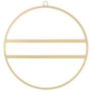 43mm Circle pendant with two horizontal bars - Gold Tone x1