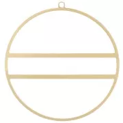 43mm Circle pendant with two horizontal bars - Gold Tone x1