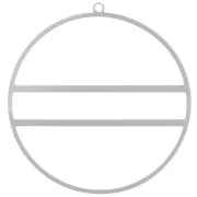 43mm Circle pendant with two horizontal bars - Silver Tone x1