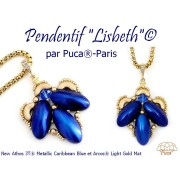 20x10mm Athos 3D 3 holes® by Puca® - Caribbean Blue Metallic Mat x1