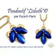 20x10mm Athos 3D 3 holes® by Puca® - Caribbean Blue Metallic Mat x1