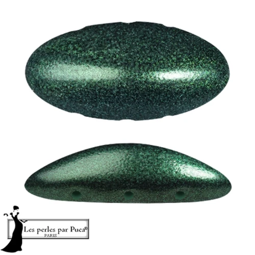 20x10mm Athos 3D 3 holes® by Puca® - Green Forest Metallic Mat x1