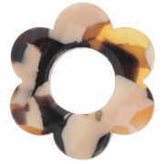 18mm Acetate Flower Pendant - Tortoiseshell - Salmon - Brown x1