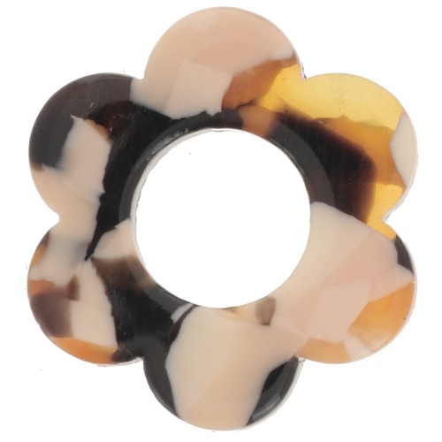 18mm Acetate Flower Pendant - Tortoiseshell - Salmon - Brown x1
