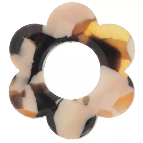 18mm Acetate Flower Pendant - Tortoiseshell - Salmon - Brown x1