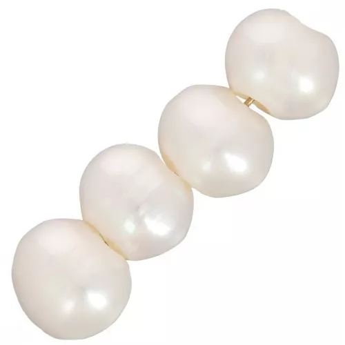 10mm Freshwater round beads - large hole 3 mm - Grade A+ - Pearlescent White x4