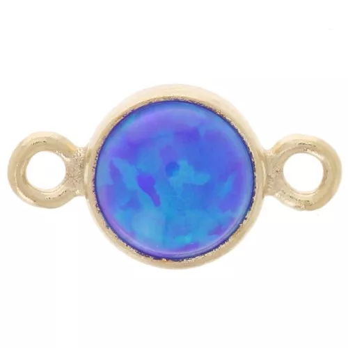 4.6mm Round spacer Imitation Royal Blue Opal - Gold filled x1