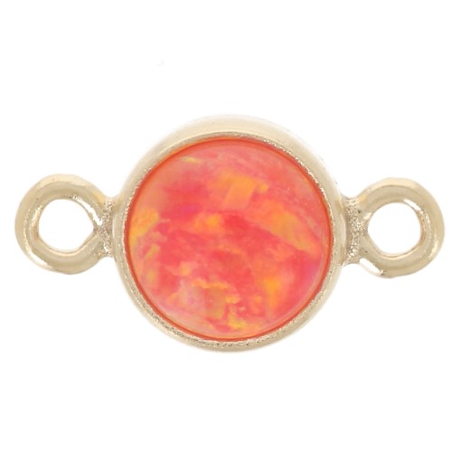 4.6mm Round spacer Imitation Red Opal - Gold filled x1