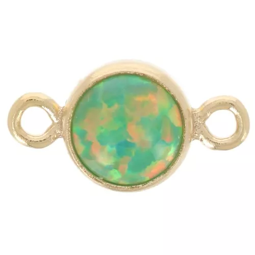 4.6mm Round Spacers Imitation Green Opal - Gold filled x1