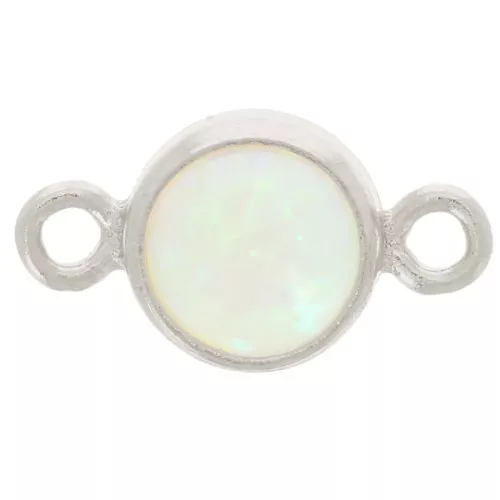 4.6mm 925 Sterling Silver Round spacer with cabochon - imitation Mint Opal x1