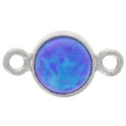 4.6mm 925 St. Silver Round spacer with cabochon - imitation Royal Blue Opal x1
