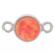 4.6mm 925 St. Silver Round spacer with cabochon imitation Red Opal cabochon x1