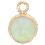 4.6mm Round charm cabochon imitation Mint Opal - Gold filled x1|raw }}