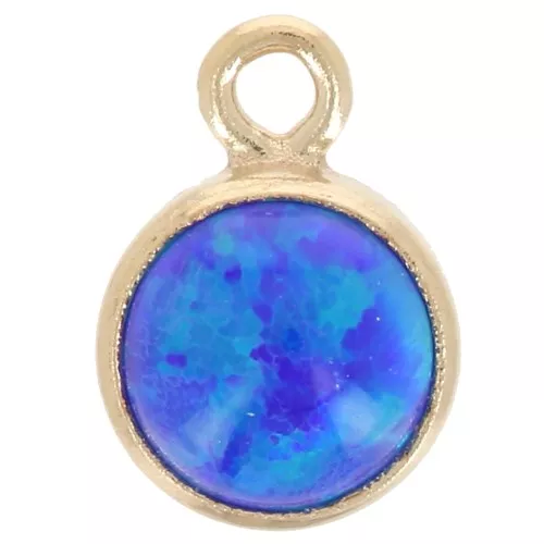 4.6mm Round charm cabochon imit Royal Blue Opal - Gold filled x1