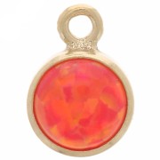 4.6mm Round charm cabochon imitation Red Opal - Gold filled x1|raw }}