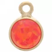 4.6mm Round charm cabochon imitation Red Opal - Gold filled x1