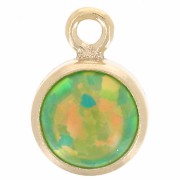 4.6mm Round charm cabochon imitation Green Opal - Gold filled x1|raw }}