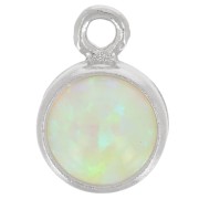 4.6mm 925 Sterling Silver Round charm with cabochon imitation Mint Opal x1|raw }}