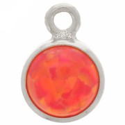 4.6mm 925 Sterling Silver Round charm with cabochon imitation Rouge Opal x1|raw }}