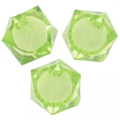 10mm square faceted beads in transparent acrylic - Light green x10
