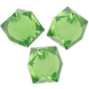 10mm square faceted transparent acrylic beads - Green x10