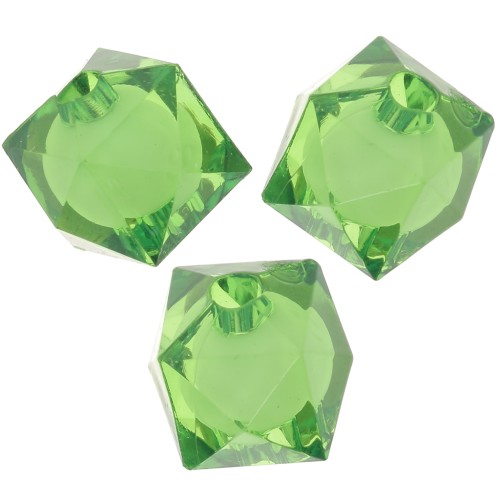 10mm square faceted transparent acrylic beads - Green x10