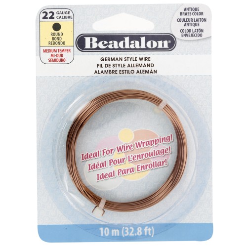 0.64 mm Round Copper Wire - German Style Wire - Antique Brass x10m
