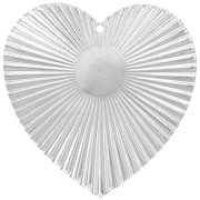 41x40mm Heart pendant with pleated effect for 10mmcabochon - Fine silver plated x1