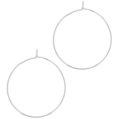 30mm Hoop earrings to decorate - Wire 0.7mm - Silver Tone x2