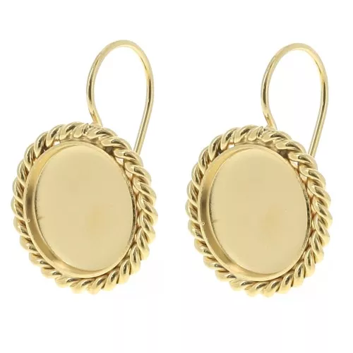 Rope effect dormeuses for 12mm flat back cabochon - Fine gold plated x2