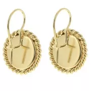 Rope effect dormeuses for 12mm flat back cabochon - Fine gold plated x2