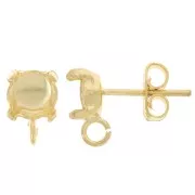 6mm Cabochon earstuds 1028/1088 - Fine gold plated x2
