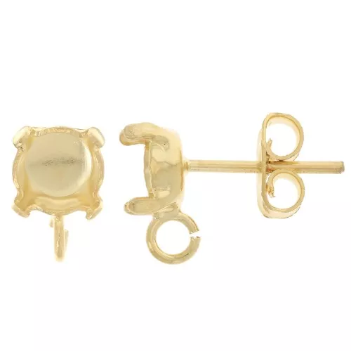 6mm Cabochon earstuds 1028/1088 - Fine gold plated x2