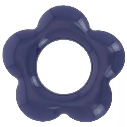 18 mm metal and epoxy resin flower pendants - Midnight blue x4