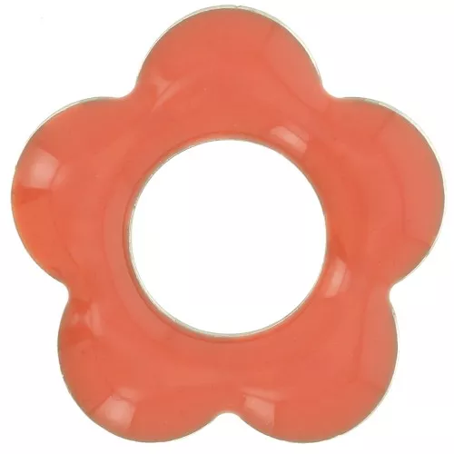 18 mm metal and epoxy resin flower pendants - Coral pink x4