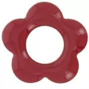 Red - 18mm metal and epoxy resin flower pendants - Dark red x4 18mm metal and epoxy resin flower pendants - Dark red x4