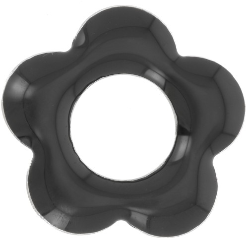 Metal and epoxy resin 18 mm flower pendants - Black x4