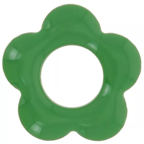 Flower pendants 18 mm metal and epoxy resin - Green x4