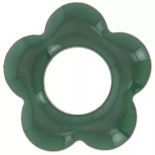 18 mm metal and epoxy resin flower pendants - Fir green x4