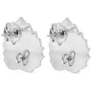 17.5x15.5mm Leaf earstuds with open hoop - Fine silver plated x2