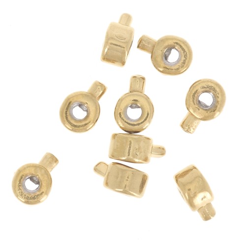 3x2mm Crimp beads - 2 in 1 - Stainless steel 316 Gold x4