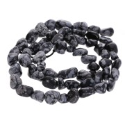 6 - 7mm irregular nugget gemstone Beads - Speckled Obsidian x40cm|raw }}
