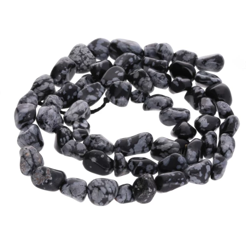 6 - 7mm irregular nugget gemstone Beads - Speckled Obsidian x40cm