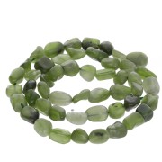 6 - 7mm tinted irregular nugget gemstone Beads - Green Jade x40cm