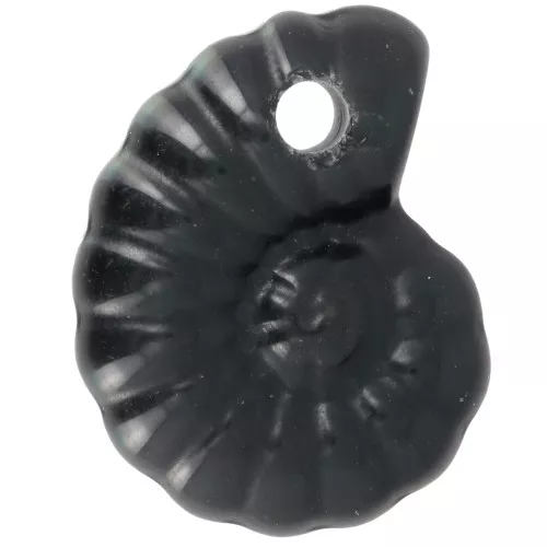 20x16mm Spiral Shell Gemstone Pendant - Obsidian x1