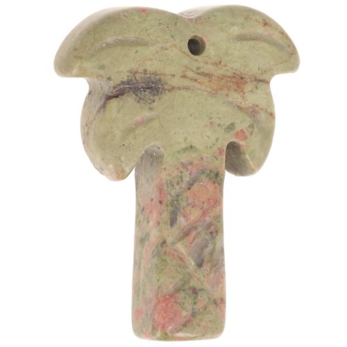 28x22mm gemstone Palm tree pendant - Unakite x1
