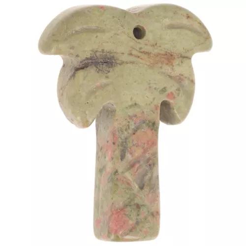 28x22mm gemstone Palm tree pendant - Unakite x1