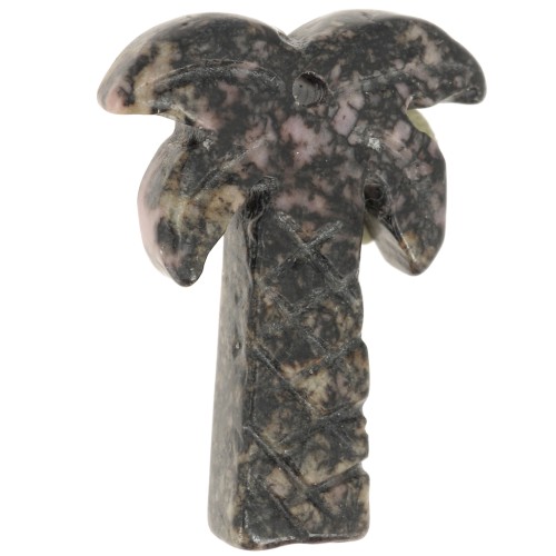 28x22mm gemstone Palm tree pendant - Rhodonite x1