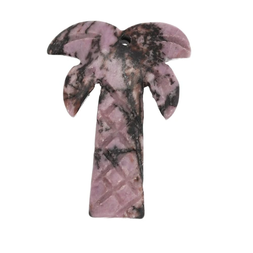 28x22mm gemstone Palm tree pendant - Rhodonite x1